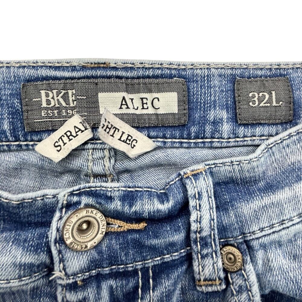 BKE Buckle Alec Straight Leg Jeans Men's 32L Actual 30" W x‎ 33.5"Ins Distressed - Picture 9 of 16